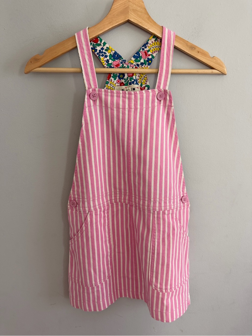 Mini Boden Pink Striped Jumper Dress Overall Size 8/9
